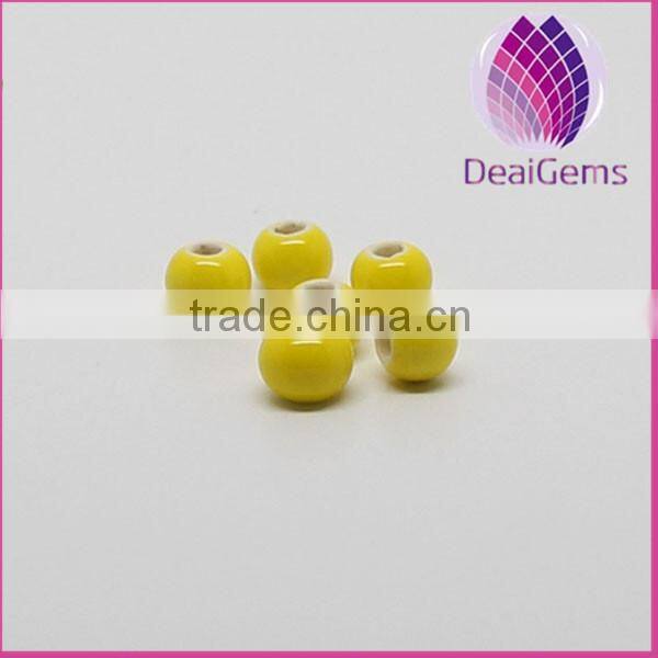 Hand-woven loose beads yellow round ceramic beads for sale