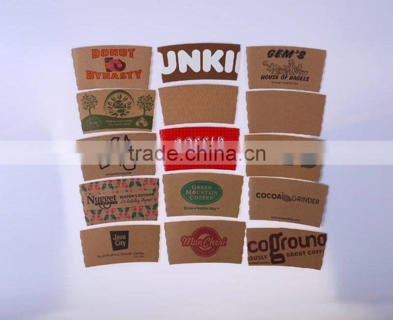 Hangzhou Lvyang/GoBest 12oz/16oz/20oz paper board printed reusable coffee cups sleeves