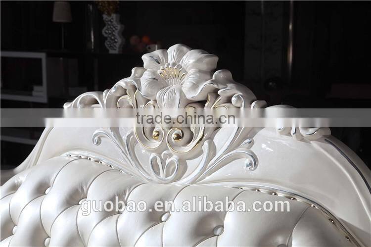 G8803 wholesale high quality solid wood leather bed/luxury italian genuine leather bed