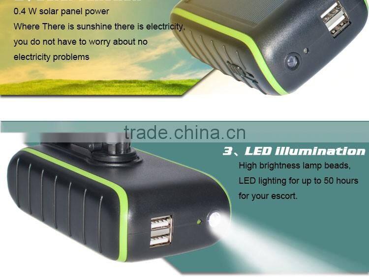 Factory patent model 1800Mah solar panel mobile charger power bank