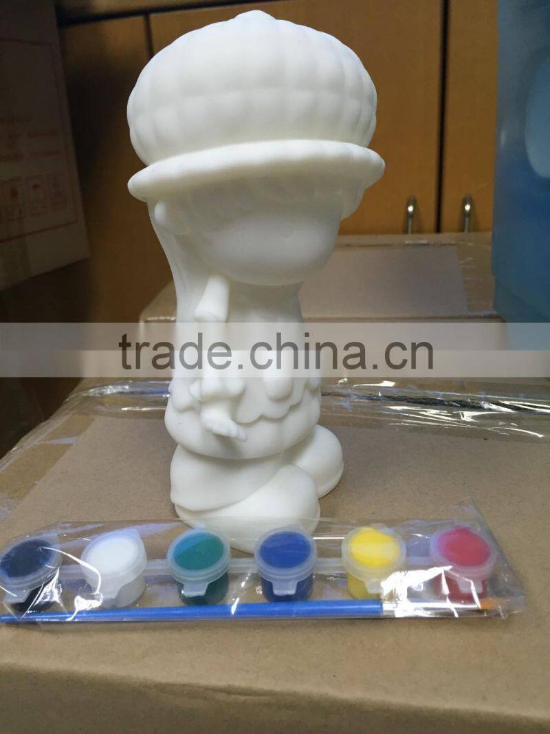 White Little Girl Plastic Toy,DIY Color Painting Toy,Custom Money Box Toy