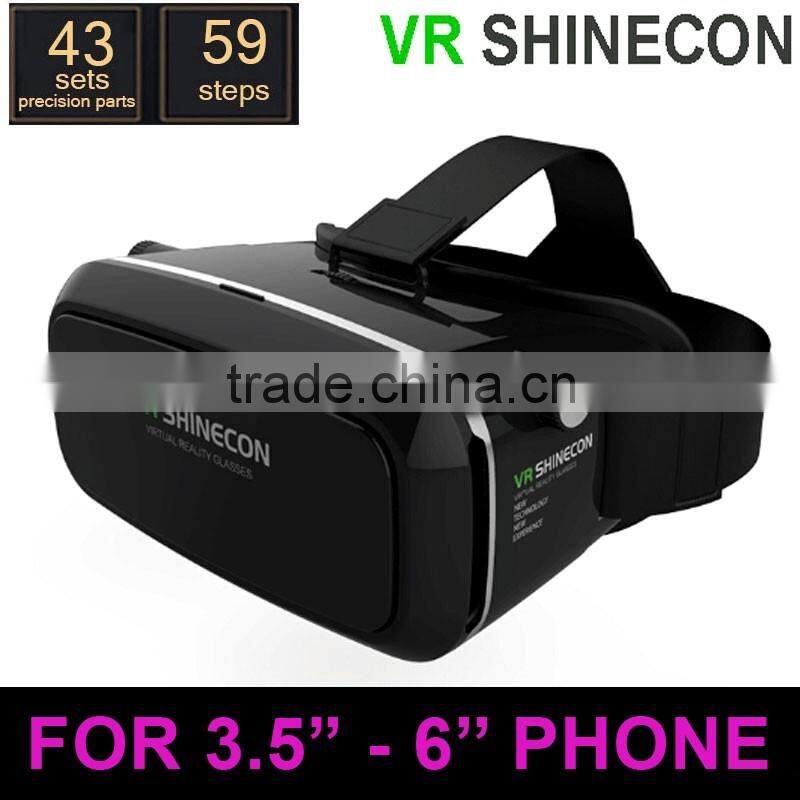 VR Shinecon Virtual Reality 3D Glasses Headset Oculus Rift Head Mount 3D Movies Games Apps 2016 Google Cardboard 2.0