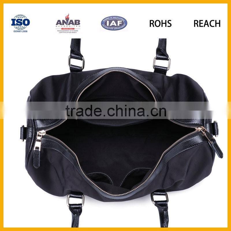 Trendy Nylon Luggage Bag Travel Bag Multilayer Duffle Bag with Leather Straps