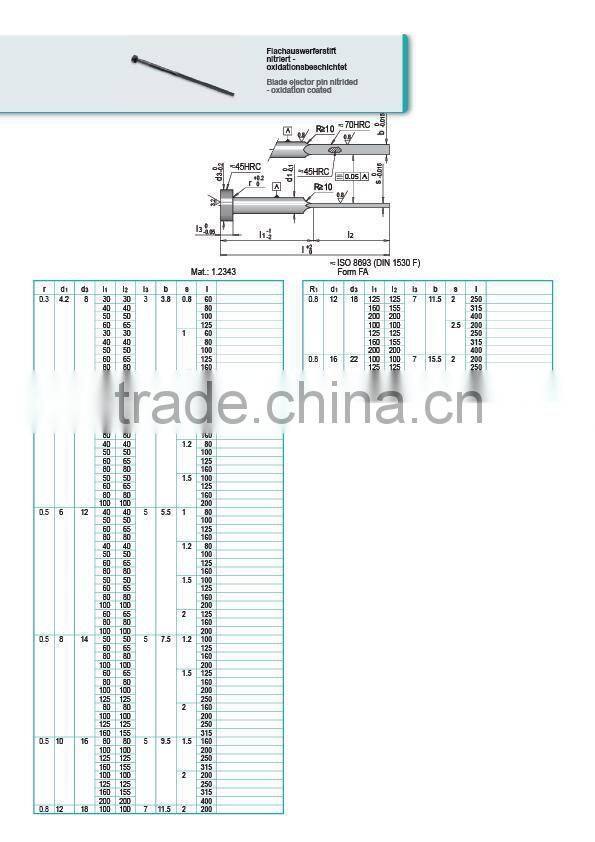 All-through hardened blade ejector , WS blade ejector pin