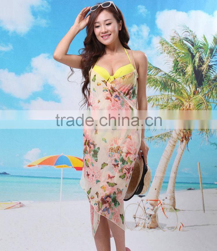 Sexy Butterfly Chiffon Woman Wrap Front Cover Up Beach Dress Towel Shawl Swimwear
