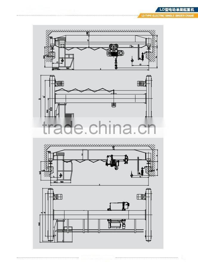 LD LX Single-Girder Electric Overhead Cranes Crane Hometown Safe Driving Brige Crane