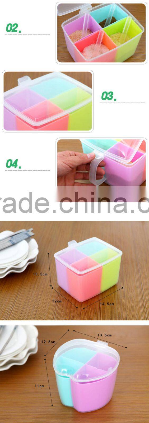 4 Spice Shaker Seasoning Bottle Jar Condiment Storage Container Kitchen Food Box