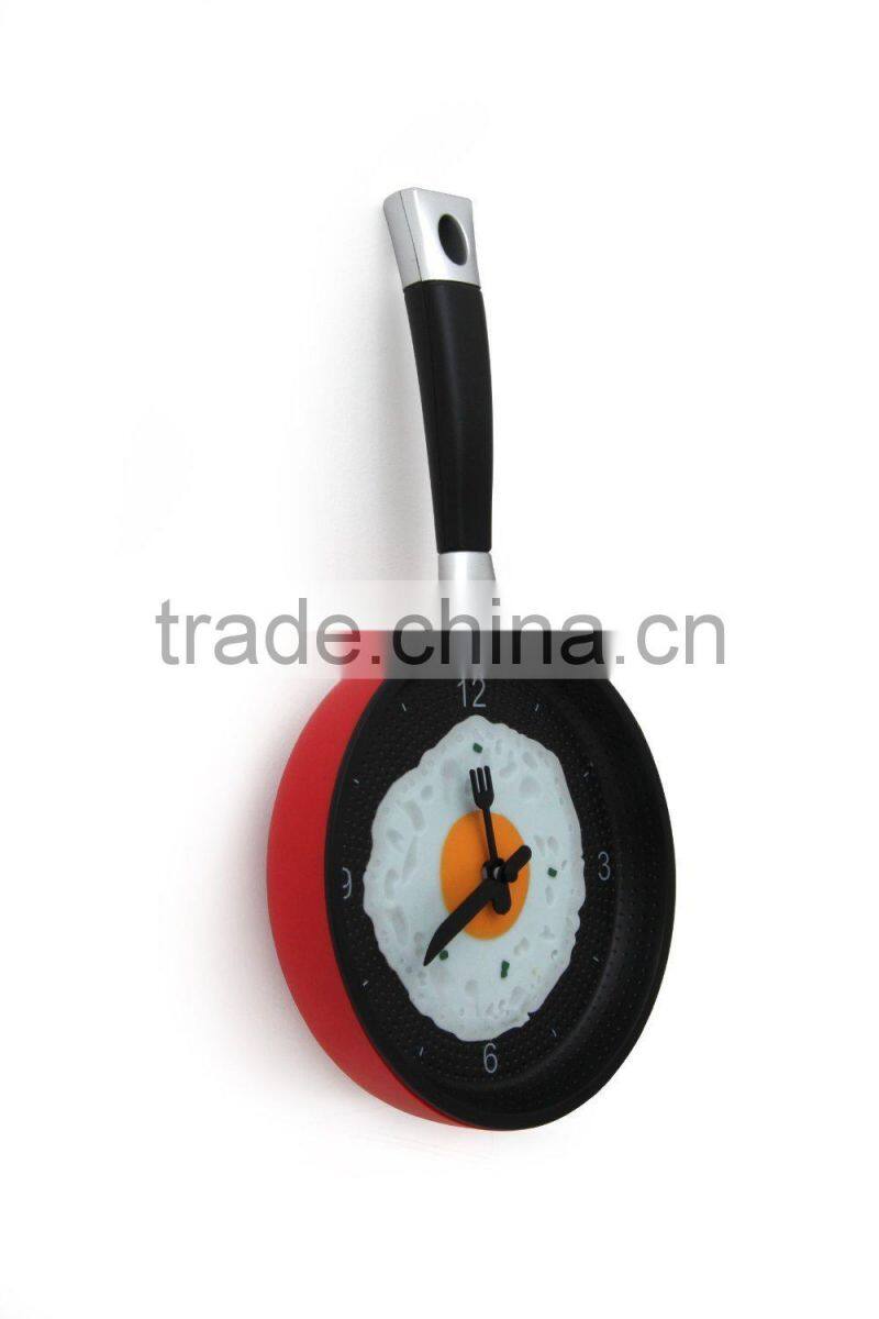 2015 newest frying pan clock pan wall clock noverlty wall clock home decor pan clock promotion clock gift clock kithchen clock