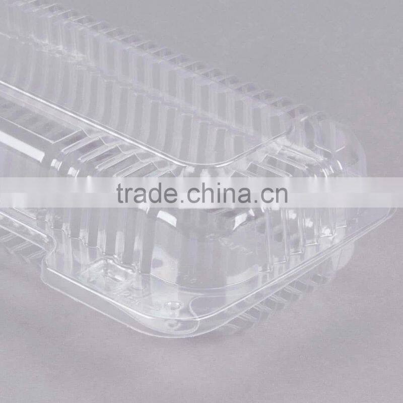 Duralock Clear Hinged Plastic Small Oblong Container, Clamshell Clear Take Out Food Box For Hotdog