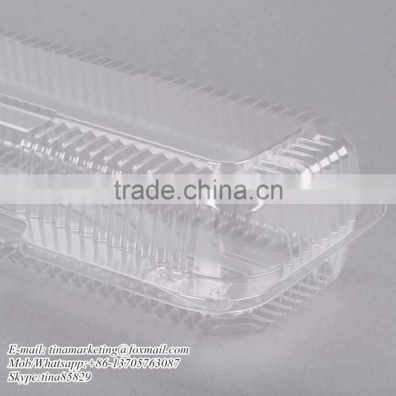 Clear Hinged Plastic Clamshell Food Container, Take Out Packaging Box for Cake, Cookie, Bread, Cheap Price