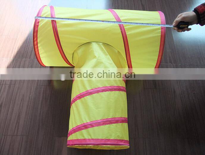 2016hot sellling Arrive T Style Cat Tunnel Pet Toy Wholesale Candy Color Polytser cat tunnel