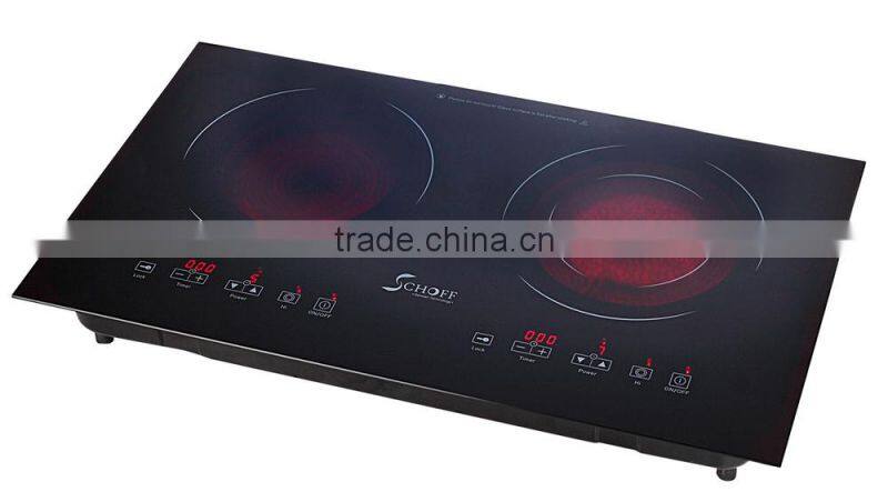 electric infrared ceramic hobs with 2 burners