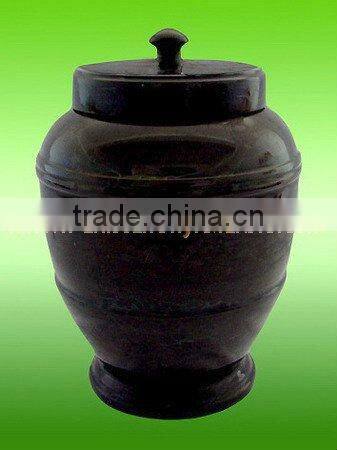 POLISHED MARBLE STONE/JET BLACK MARBLE URNS