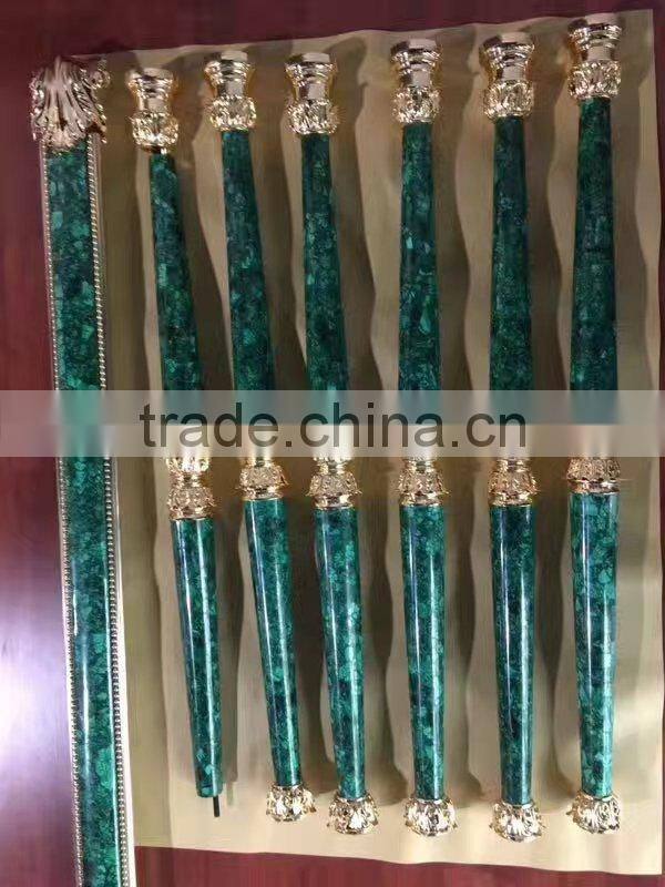 Nouveau Luxury Building Material, Malachite and Metal Balustrade Handrail Post, Luxury Designed Railing Post