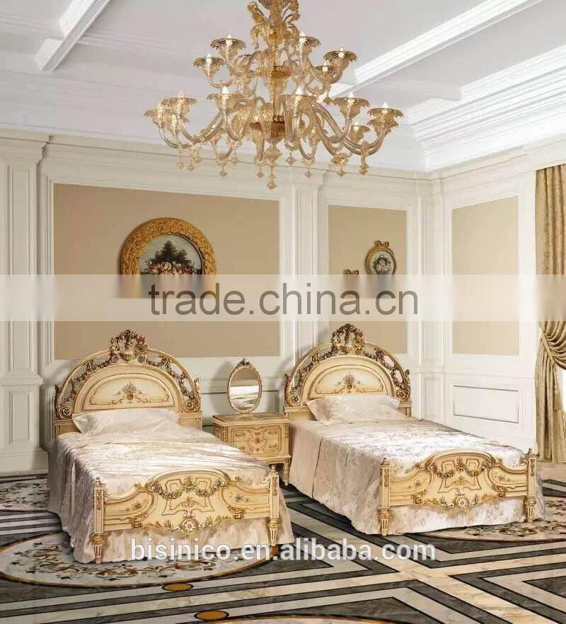 European Rococo Style Hand Painting Floral Kids Bedroom Furniture, Antique Kid's Bedroom Set