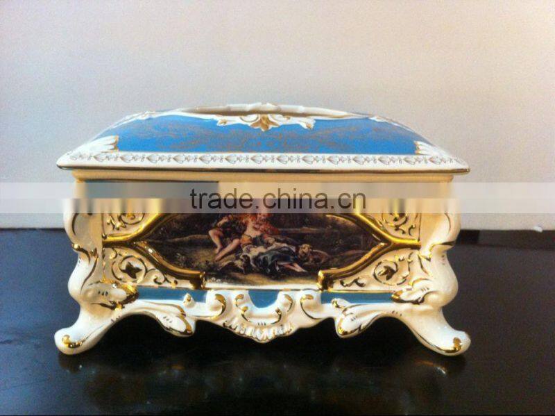 BISINI Luxury Plates/Dishes, Home Decorative Items Ceramic Plates/Dishes, Royal Blue Series Plates/Dishes (BF01-S461-01A)