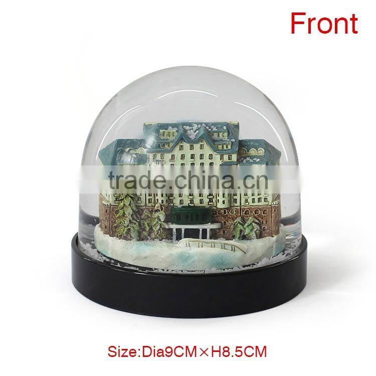 Acrylic material decorate building snow globe