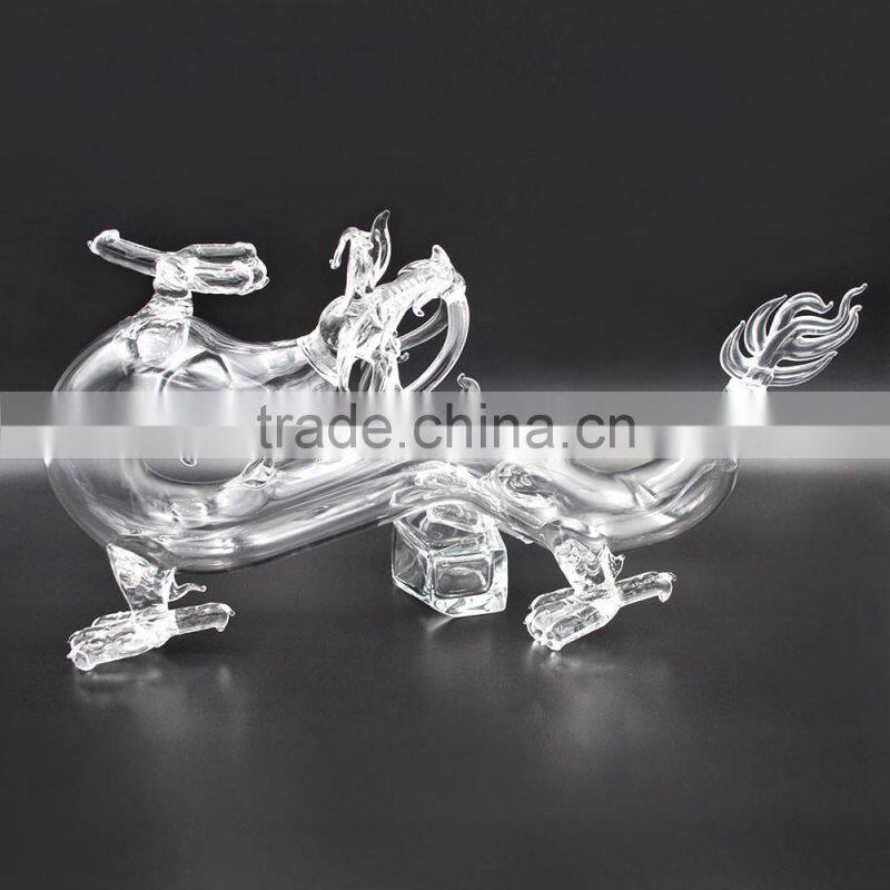 Dragon shape animal shaped glass wine bottle for Christmas gift decoration