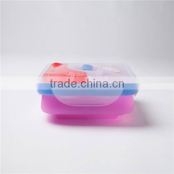 100% Food Grade Microwave Safe silicone foldable bowl with lockable lids
