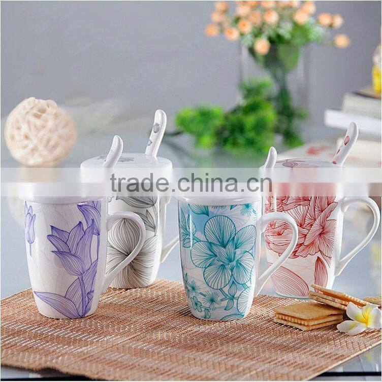 stocked drinkware type ceramic coffee mug with bamboo lid,mug with bamboo top