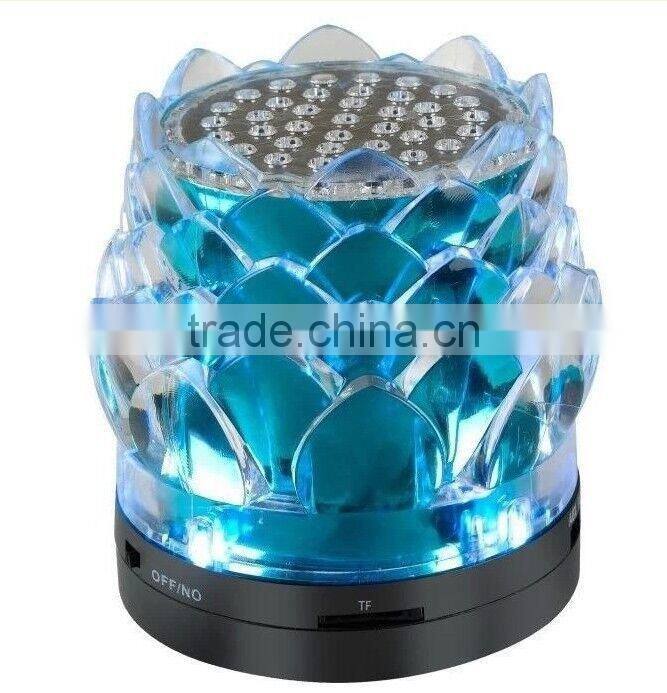 New arrival crystal lotus transparent colorful light speaker USB mini speaker creative speaker with radio function