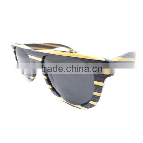 2017 Colorful striped bamboo wooden sunglasses