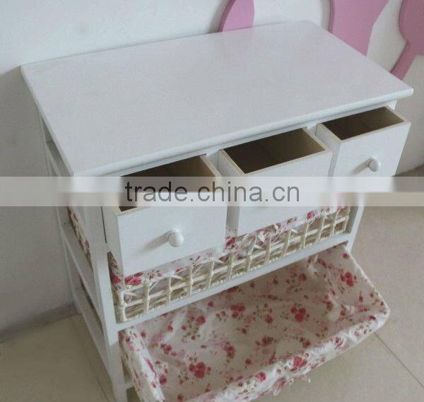 wooden home furniture / wood storage cabinets with woven baskets