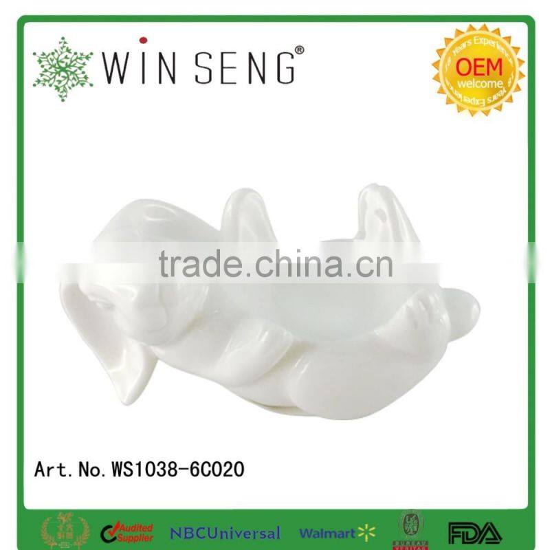Lovely easter decoration white ceramic rabbit figurines