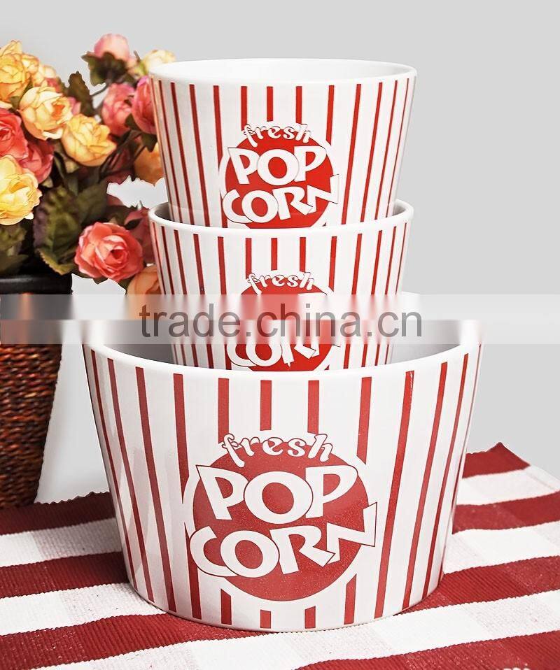 5pcs popcorn bowl set, stoneware with decal