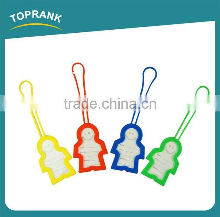 Toprank Custom Hot Sale Cute Cartoon Person Shaped Silicone Blank Luggage Tag Travel Airline Baggage Labels