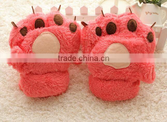 2016 Hallowmas party plush bear paw winter gloves