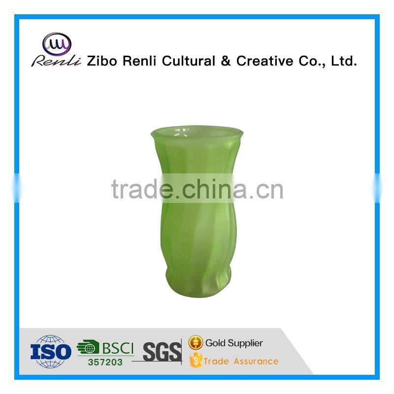 Unique Shape Green Frosted Glass Vase Wedding Centerpieces
