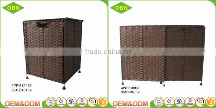 Woven folding rectangular laundry hamper