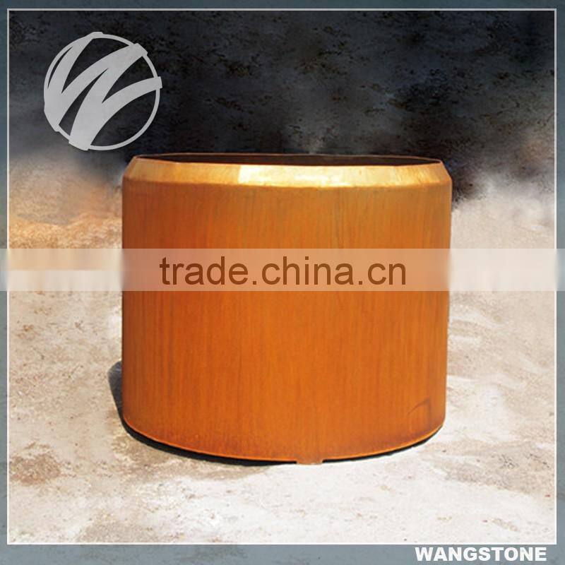 Modern garden use round shape corten steel flower pot