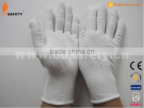 DDSAFETY 2017 Hot Sale White Cotton Fabric Glove Anti Static Gloves