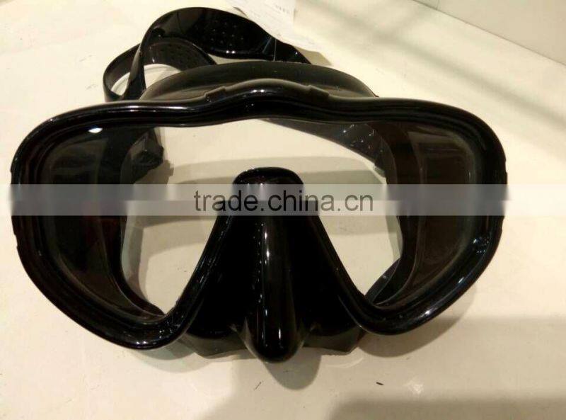Black silicone tempered full face dive mask, professional diving mask from China(MK-1301)