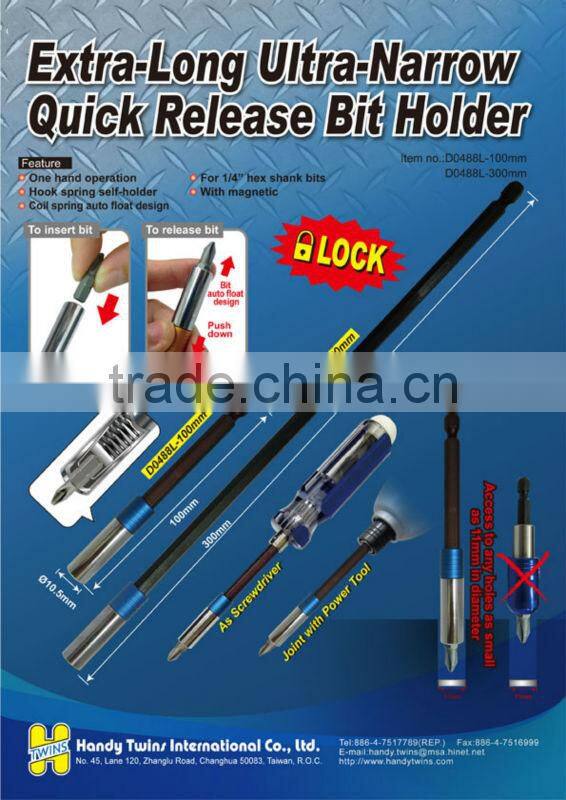 Extra-Long Ultra-Narrow Quick Release Bit Holder