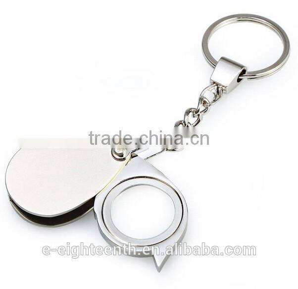 Foldable Folding Key Chain Keychain 8X Magnifier Loupe Glass Lens Pocket