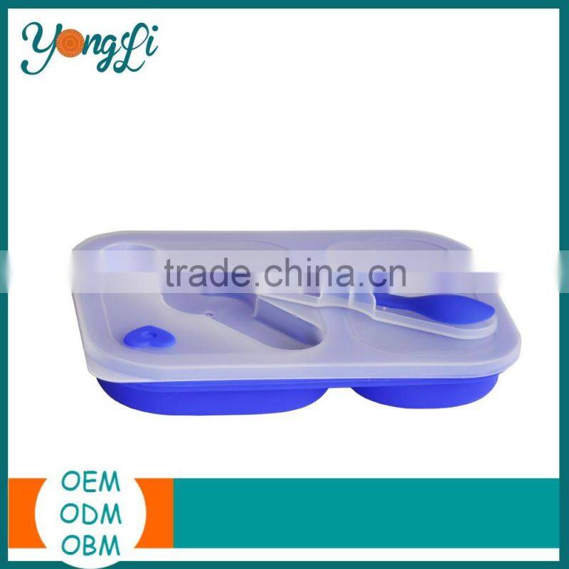 Kitchen Ware Silicone Kids Lunchbox With Fork