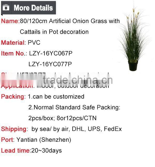 Artificial Grass Synthetic Onion Grass with Cattails Spray Fake Grass in Pot