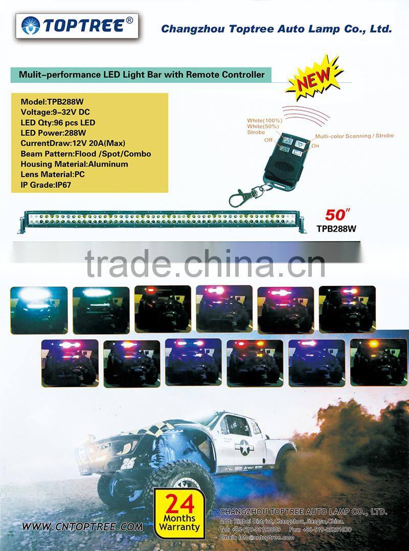 Wholesale 288w 50'' amber strobe flash led offroad light bar