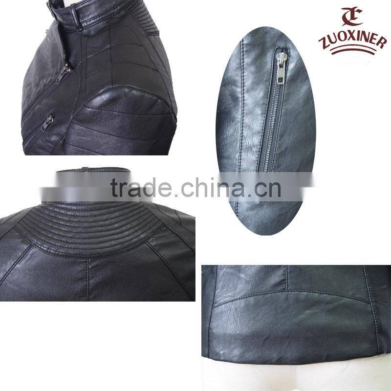 usa style fashion ladies pu leather jacket&grils jacket with YKK zipper jacket