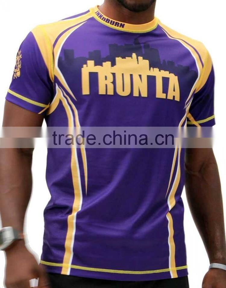 2016 new products men sports shirts, breathable and soft coolmax mesh material running wear