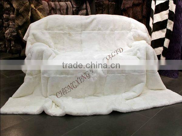 CX-D-43 Home Textile Good Quality White Carpet Rex Rabbit Fur Fur Throw Blanket