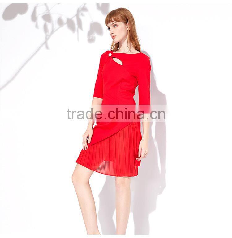 Maxnegio lady's red designer one peice party online shopping office dress