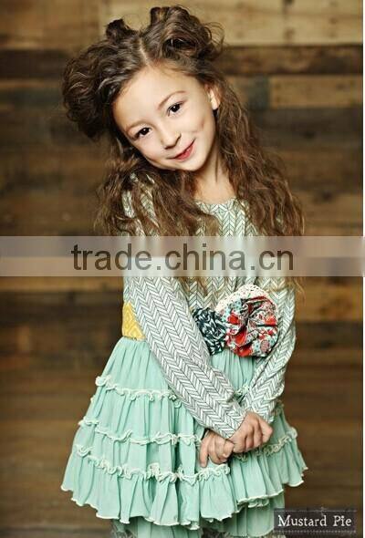 Modern fashion kids wear ruffle cotton outfits sets fancy clothes wholesale children clothing set