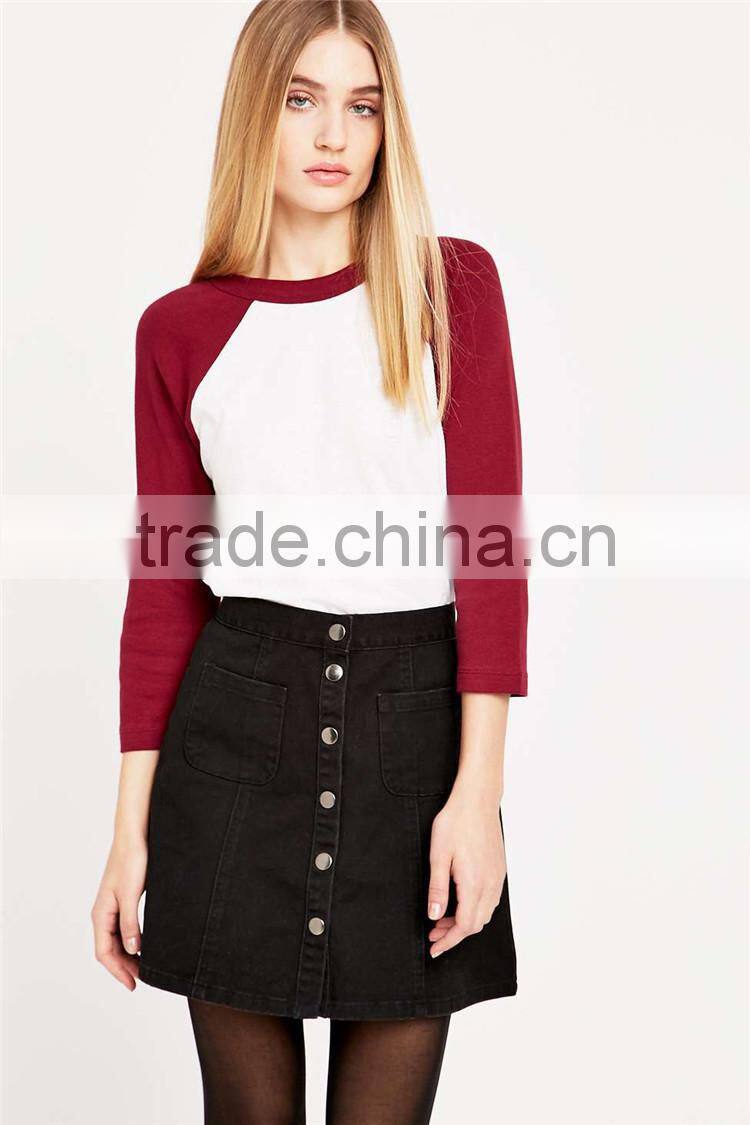 Thin long sleeve t-shirt baseball t-shirt 3/4 sleeve raglan t-shirt