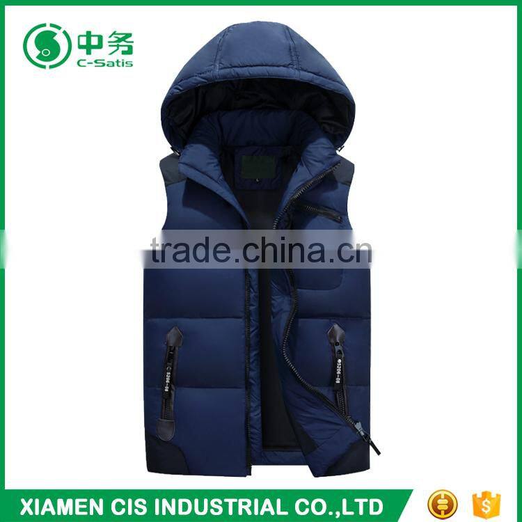 New Product Comfortable Warm Outwear Mens Winter Duck Down Vest with Hood