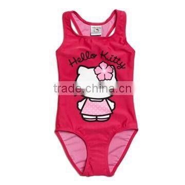 Red baby girl swimwear one piece with hello kitty printing
