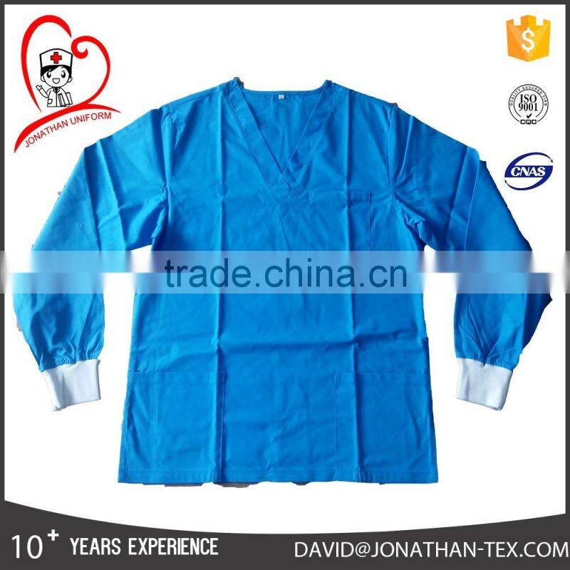 environmental poly cotton material for Lower cost and expensive price unisex medical uniform scrub